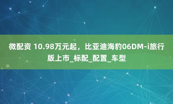 微配资 10.98万元起，比亚迪海豹06DM-i旅行版上市_标配_配置_车型